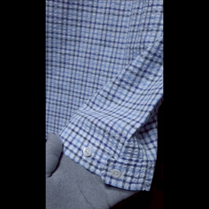 （日本製MIJ）BURBERRY 博柏利 LONDON 男華夫格紋短袖襯衫LL-5