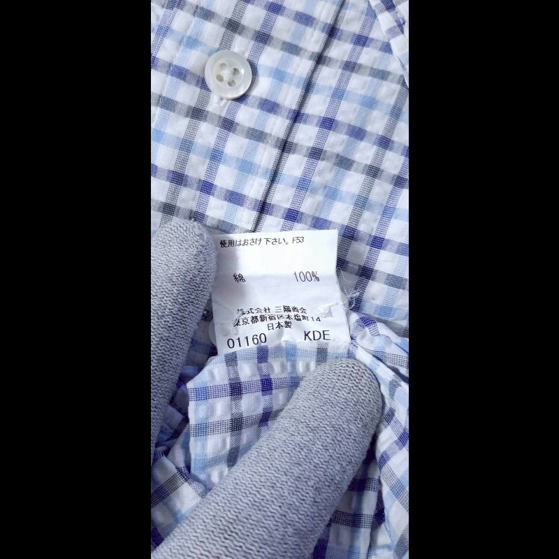 （日本製MIJ）BURBERRY 博柏利 LONDON 男華夫格紋短袖襯衫LL-8