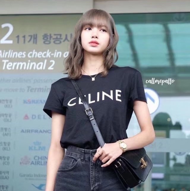 Celine黑色棉質T恤 字母款 Lisa 同款-8