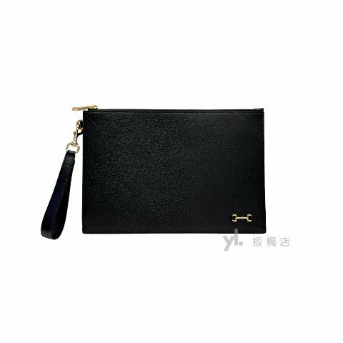 Y1883-GUCCI 黑色牛皮馬銜釦手拿包700524