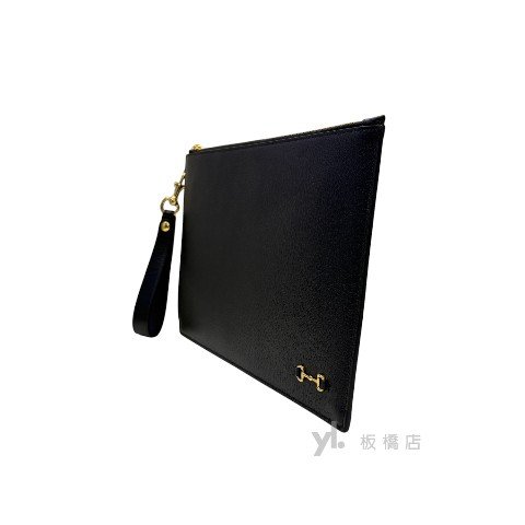 Y1883-GUCCI 黑色牛皮馬銜釦手拿包700524-2