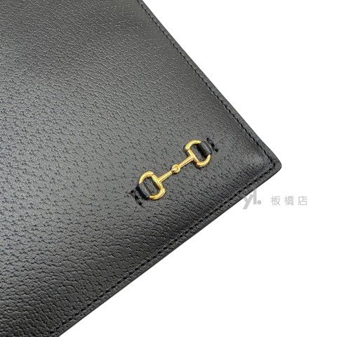 Y1883-GUCCI 黑色牛皮馬銜釦手拿包700524-6