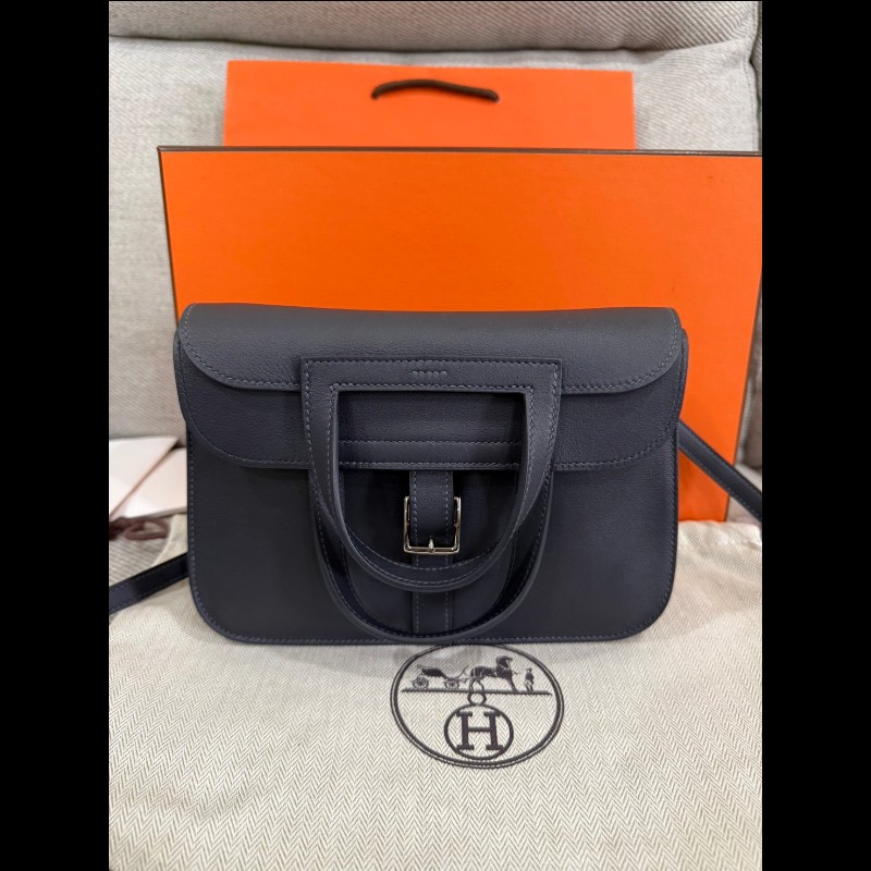 Hermès Halzan mini 水兵藍銀-5