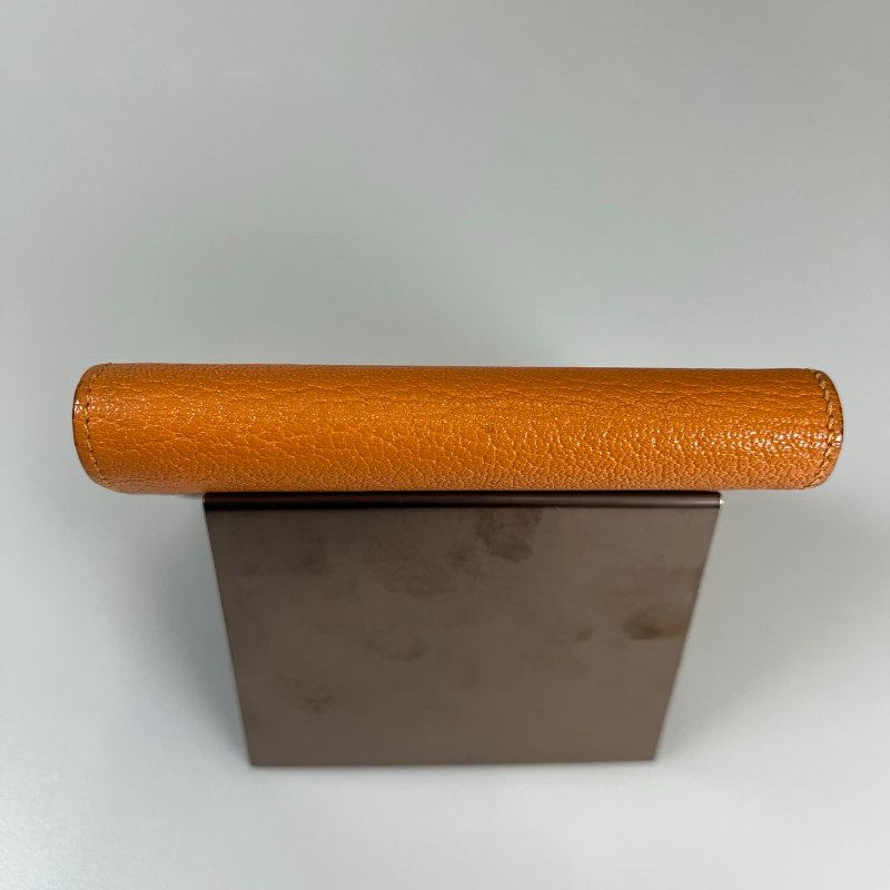 HERMES C刻 橘色BEARN短夾-4