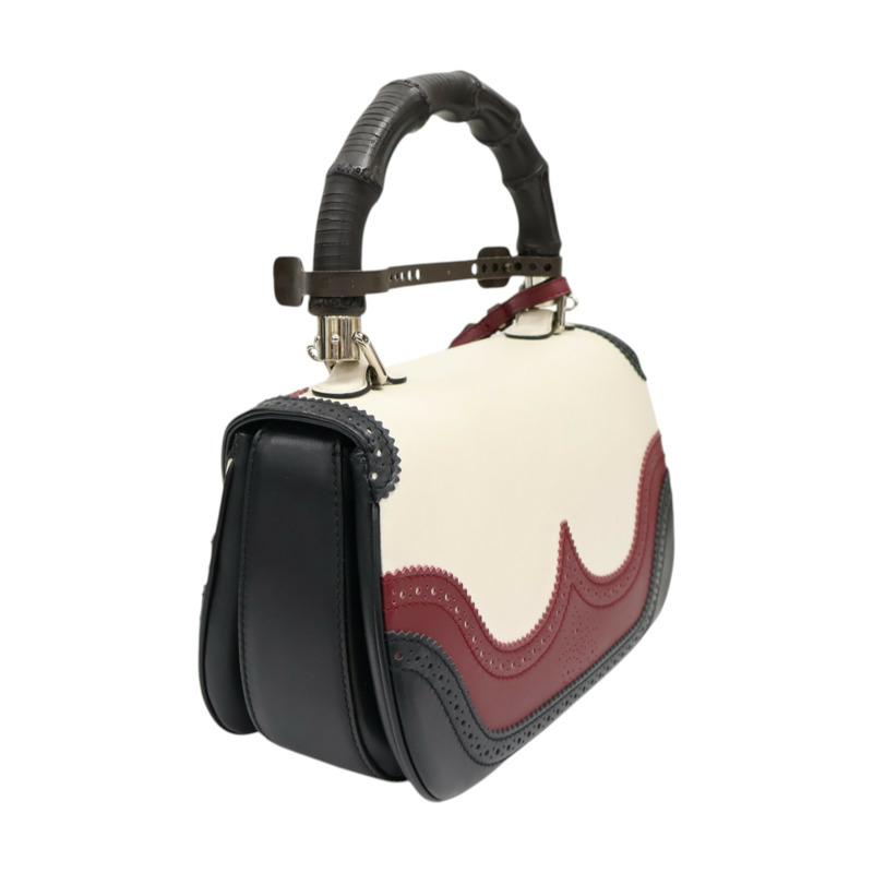 白/黑/紅色  牛皮 Bamboo Top Handle 限量款 肩背包 254884【GUCCI 古馳】 254884-1