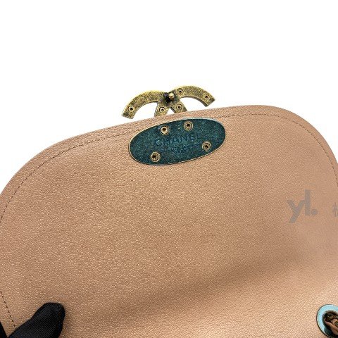 Y1903-Chanel Coco Curve泰奶色羊皮金扣下蓋手提肩背包A93461-6