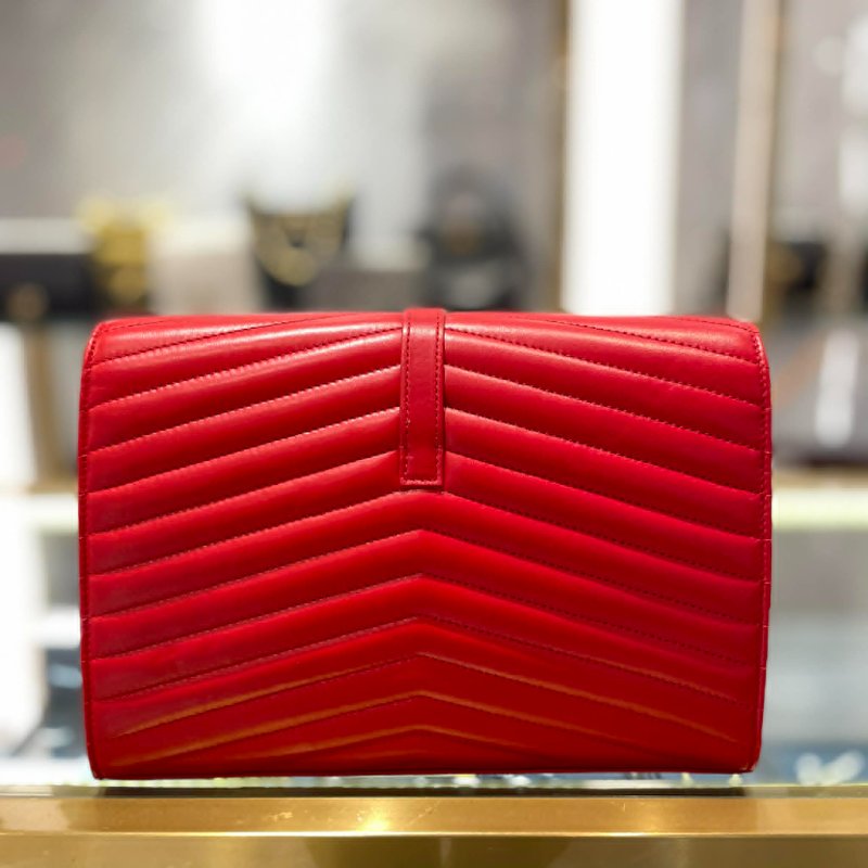 YSL 雙層金釦鏈包 紅色-3