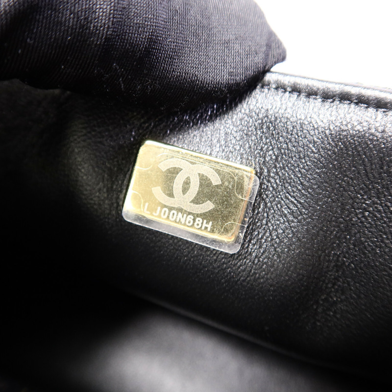 CHANEL 布料Jersey Logo Mini Stripe鏈帶肩背袋-7