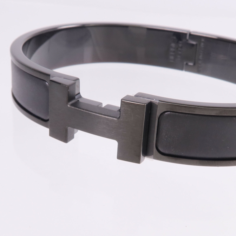 HERMES 金屬/琺瑯Clic HH So Black手鐲-4