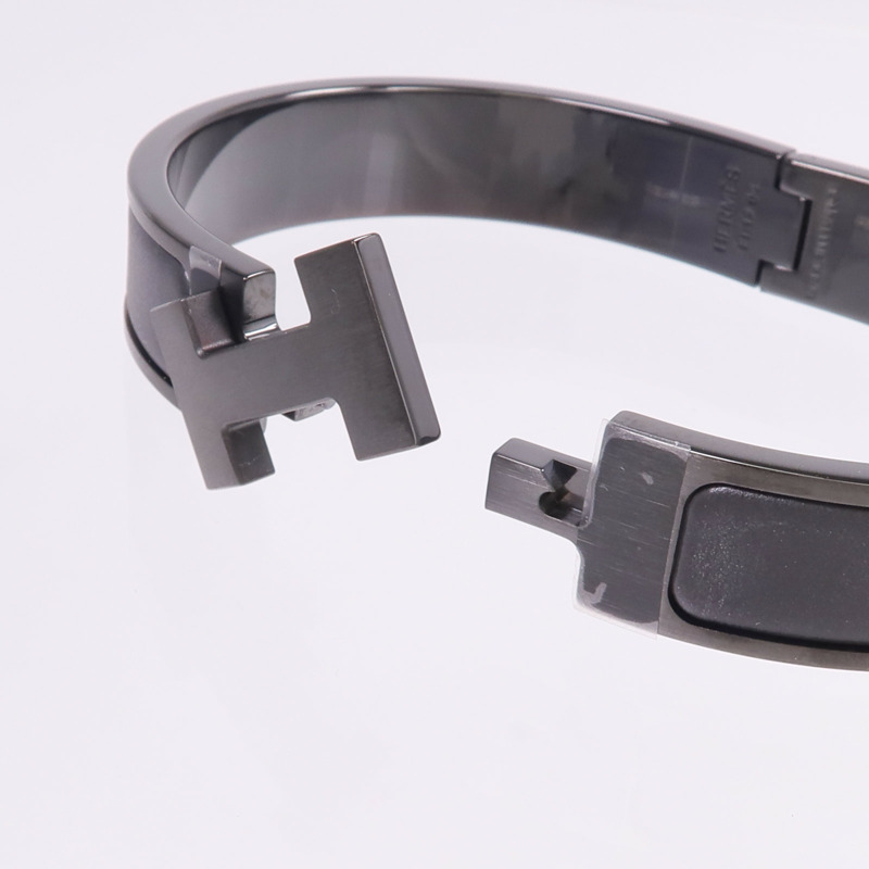HERMES 金屬/琺瑯Clic HH So Black手鐲-5