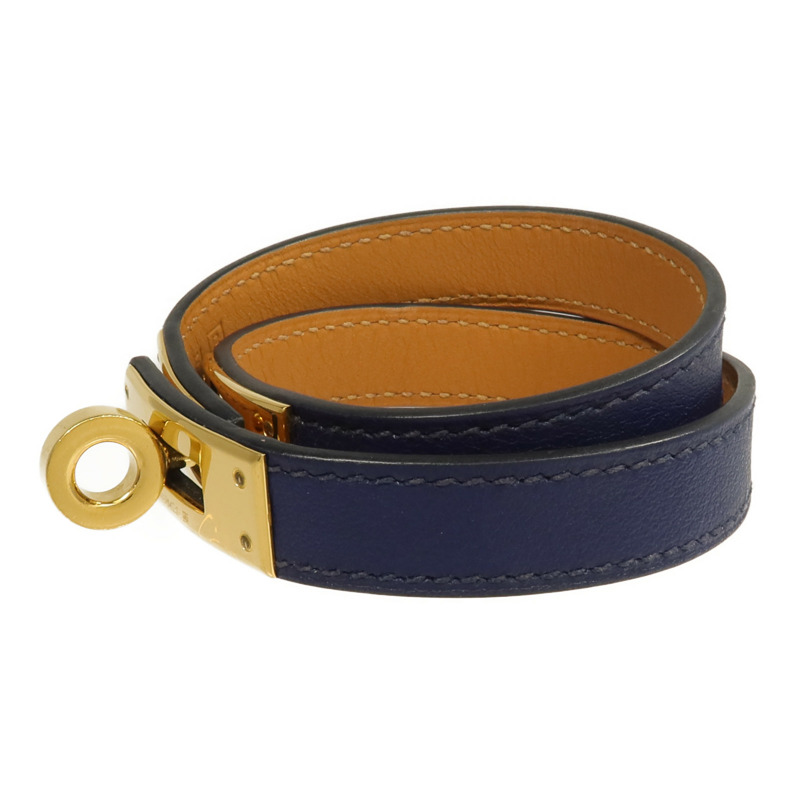 HERMES Swift皮革Kelly Double Tour手帶Bleu Saphir-1