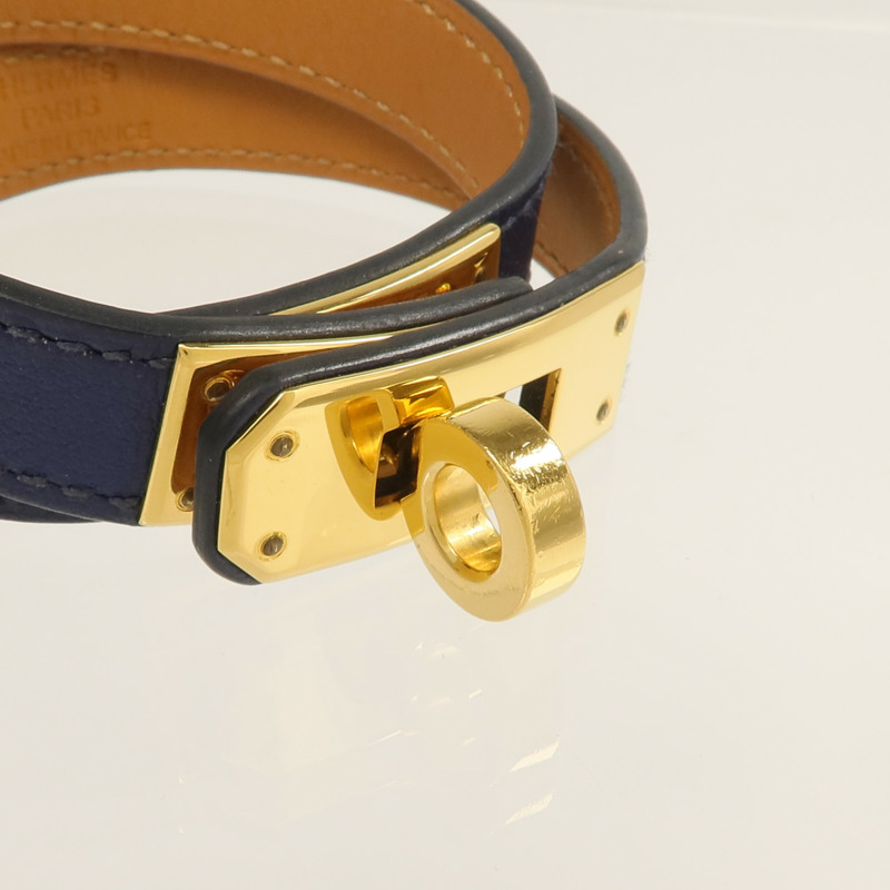 HERMES Swift皮革Kelly Double Tour手帶Bleu Saphir-4