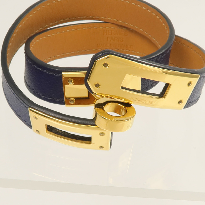 HERMES Swift皮革Kelly Double Tour手帶Bleu Saphir-5