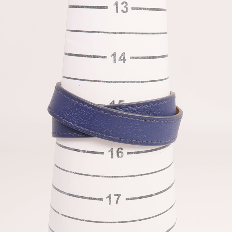 HERMES Swift皮革Kelly Double Tour手帶Bleu Saphir-9