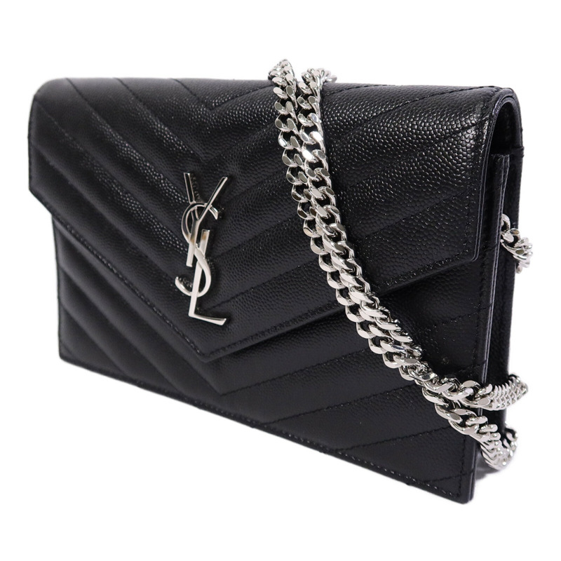 SAINT LAURENT 牛皮皮革Wallet On Chain鏈帶肩背袋-2