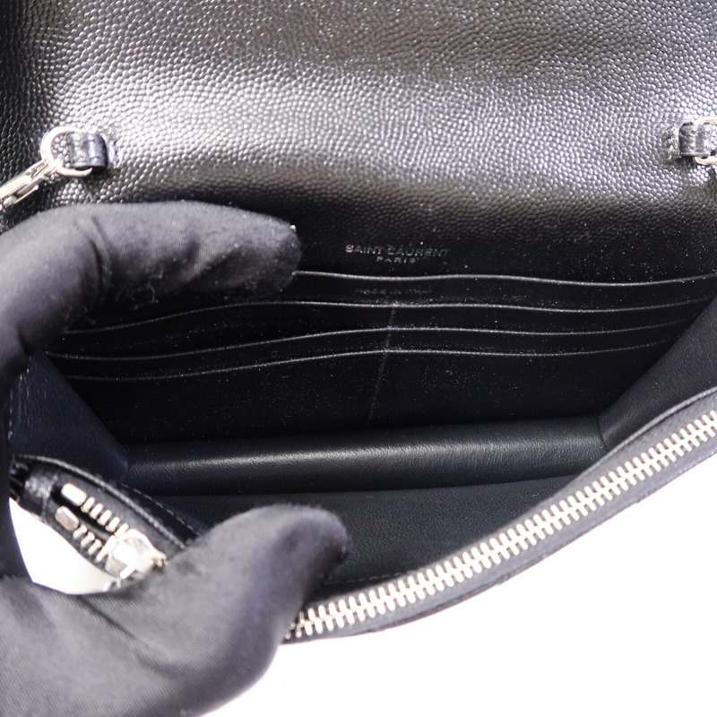 SAINT LAURENT 牛皮皮革Wallet On Chain鏈帶肩背袋-4
