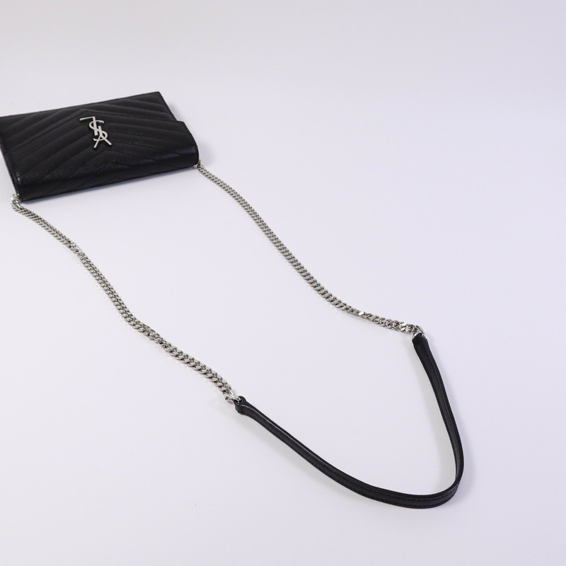 SAINT LAURENT 牛皮皮革Wallet On Chain鏈帶肩背袋-8