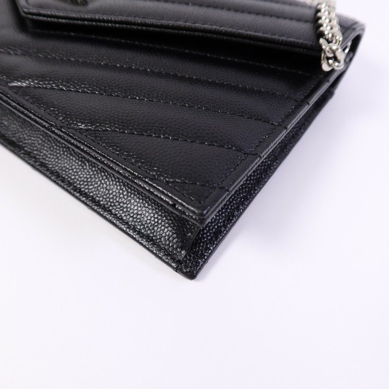 SAINT LAURENT 牛皮皮革Wallet On Chain鏈帶肩背袋-10