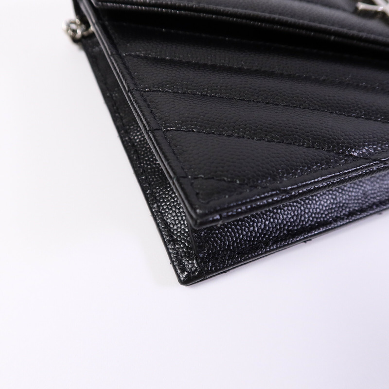 SAINT LAURENT 牛皮皮革Wallet On Chain鏈帶肩背袋-11