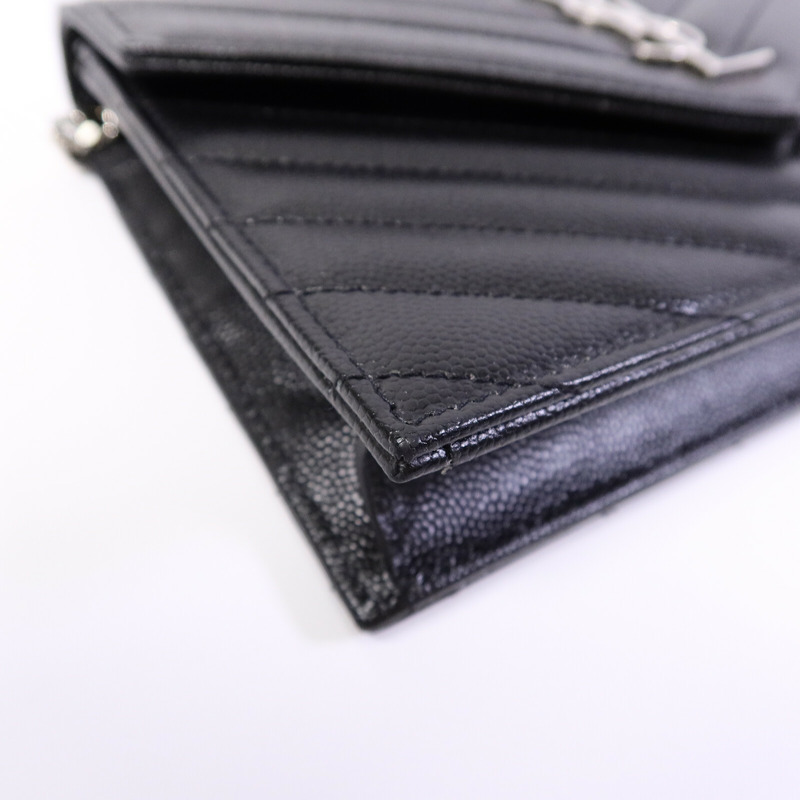 SAINT LAURENT 牛皮皮革Wallet On Chain鏈帶肩背袋-12