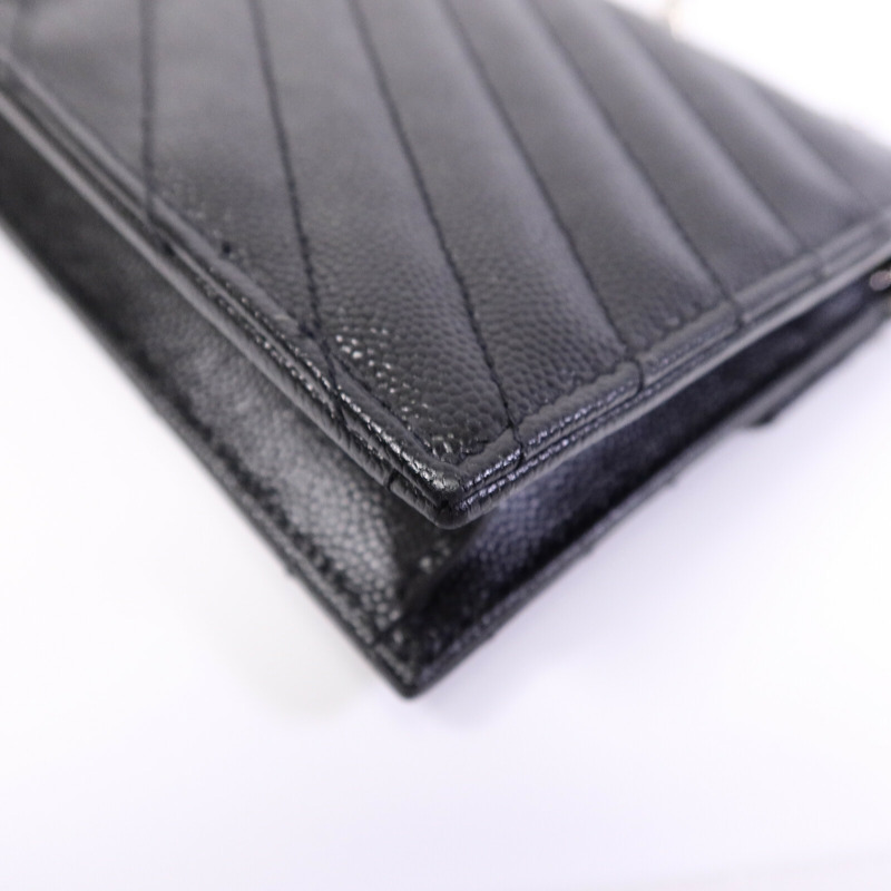 SAINT LAURENT 牛皮皮革Wallet On Chain鏈帶肩背袋-13