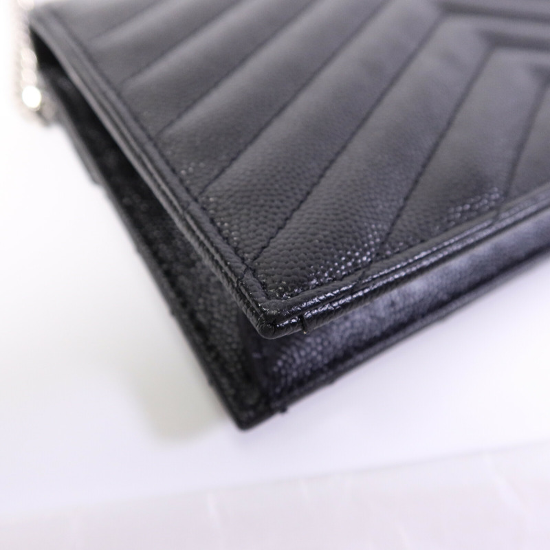 SAINT LAURENT 牛皮皮革Wallet On Chain鏈帶肩背袋-14