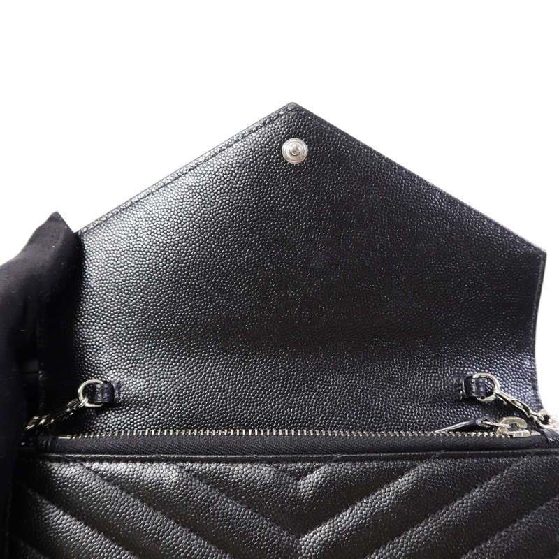 SAINT LAURENT 牛皮皮革Wallet On Chain鏈帶肩背袋-15