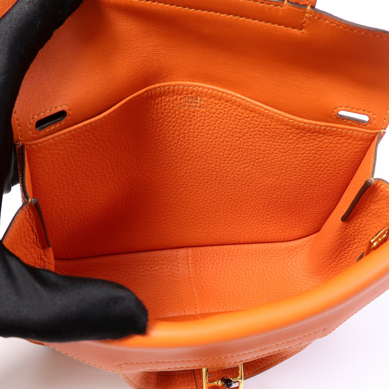 HERMES Clemence皮革Halzan 25手挽肩背兩用袋Feu-4
