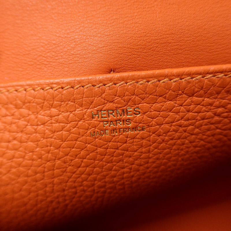 HERMES Clemence皮革Halzan 25手挽肩背兩用袋Feu-5
