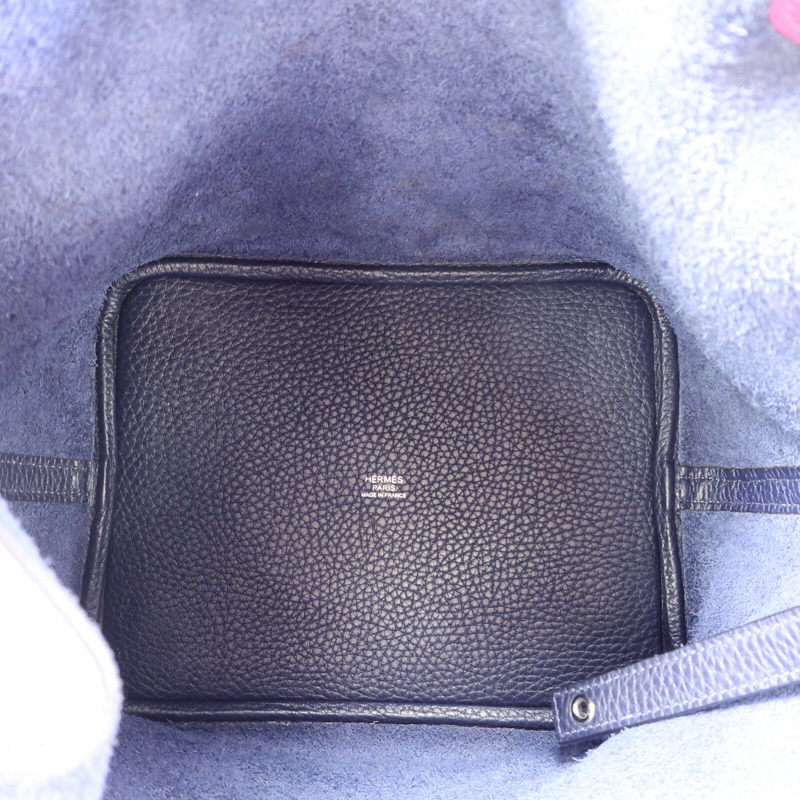 HERMES Clemence皮革Picotin MM扣手挽袋Bleu Nuit-4