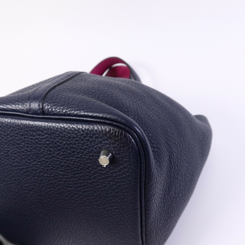 HERMES Clemence皮革Picotin MM扣手挽袋Bleu Nuit-10