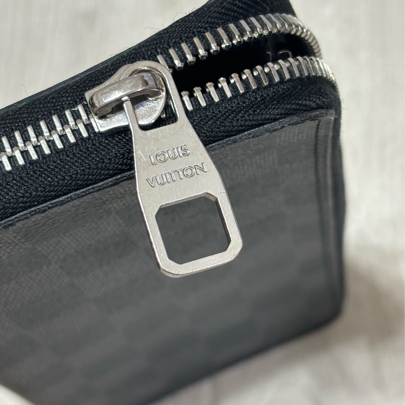 🔥近新美品 LV 路易威登 Louis Vuitton 黑棋盤格拉鏈 14卡長夾-10
