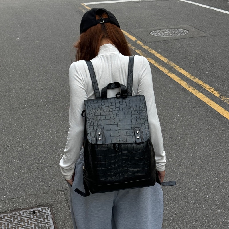 【超級新🌟】 YSL 聖羅蘭 鱷魚紋 後背包🎒 （專櫃12萬！）-4