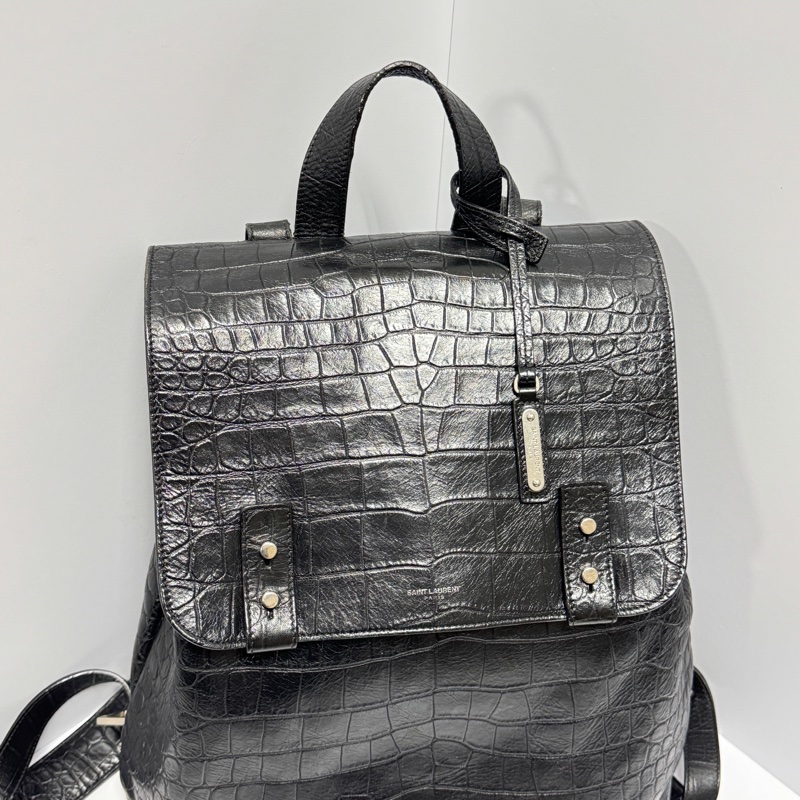 【超級新🌟】 YSL 聖羅蘭 鱷魚紋 後背包🎒 （專櫃12萬！）-14