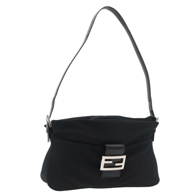 【日本直送】FENDI Mamma Baguette 肩背包 尼龍 黑色 銀色 正品 175505A-0