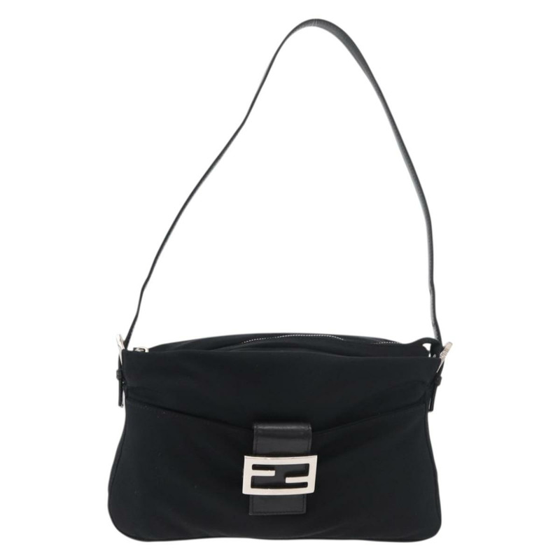 【日本直送】FENDI Mamma Baguette 肩背包 尼龍 黑色 銀色 正品 175505A-12