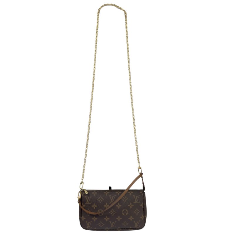 LOUIS VUITTON *自加鏈＞送無品牌鏈帶* Pochette Accessoire 老花 麻雀包 2用袋-1