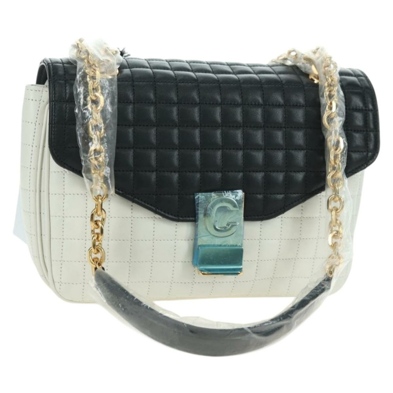 【日本直送】CELINE C 中型鏈條單肩包 皮革 黑色 金色 Auth mr2314SAV-0