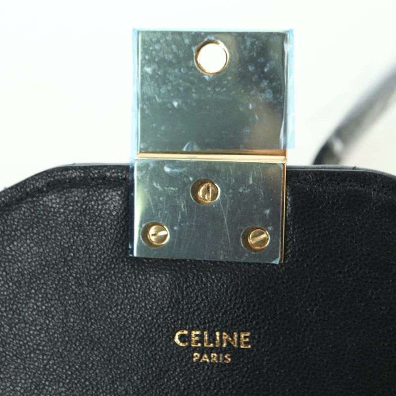 【日本直送】CELINE C 中型鏈條單肩包 皮革 黑色 金色 Auth mr2314SAV-8