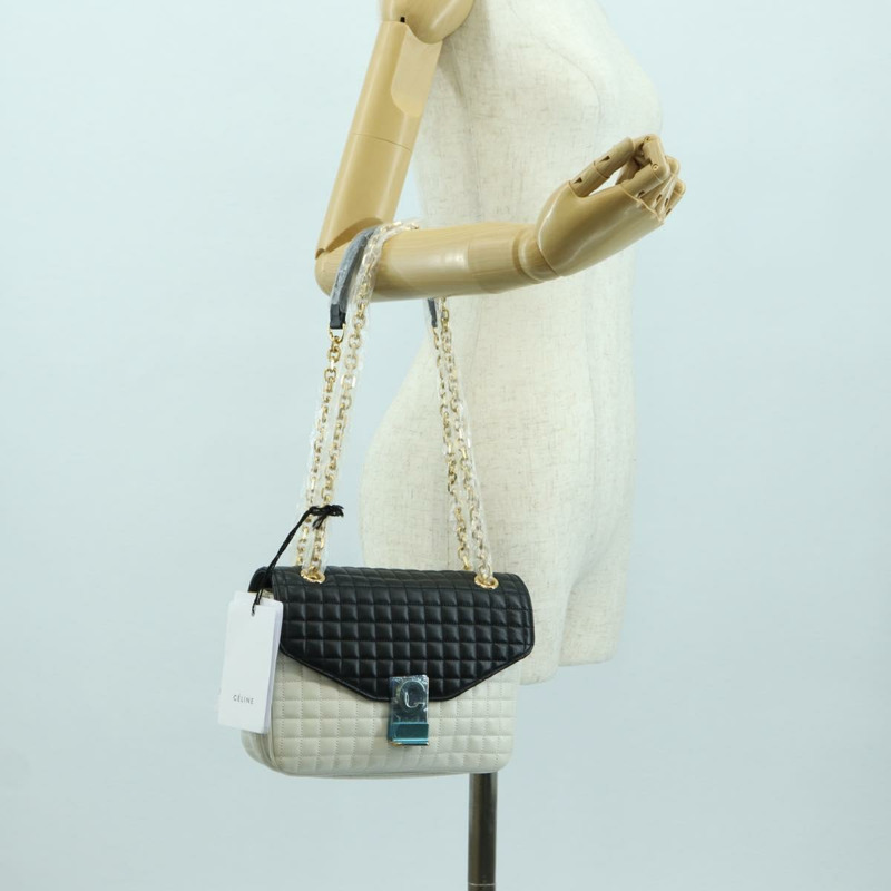 【日本直送】CELINE C 中型鏈條單肩包 皮革 黑色 金色 Auth mr2314SAV-25