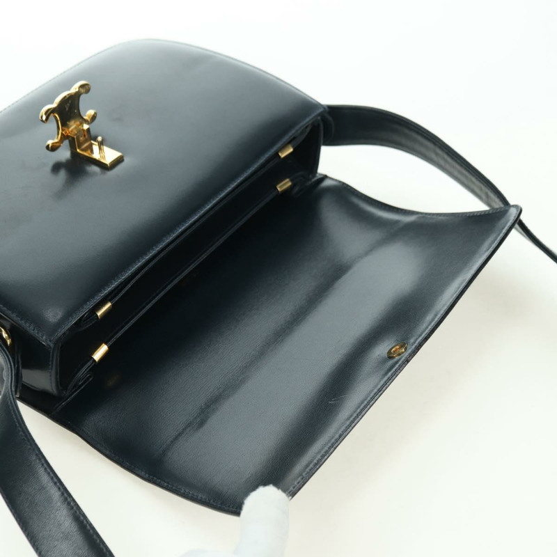 【日本直送】CELINE Triomphe 肩背包 皮革 海軍藍 金 Auth mr2338V-10