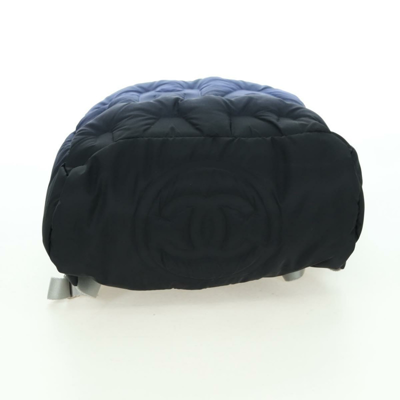 【日本直送】香奈兒 Doudone 雙肩包 尼龍 藍 銀色 CC Auth mr2366SAM-4