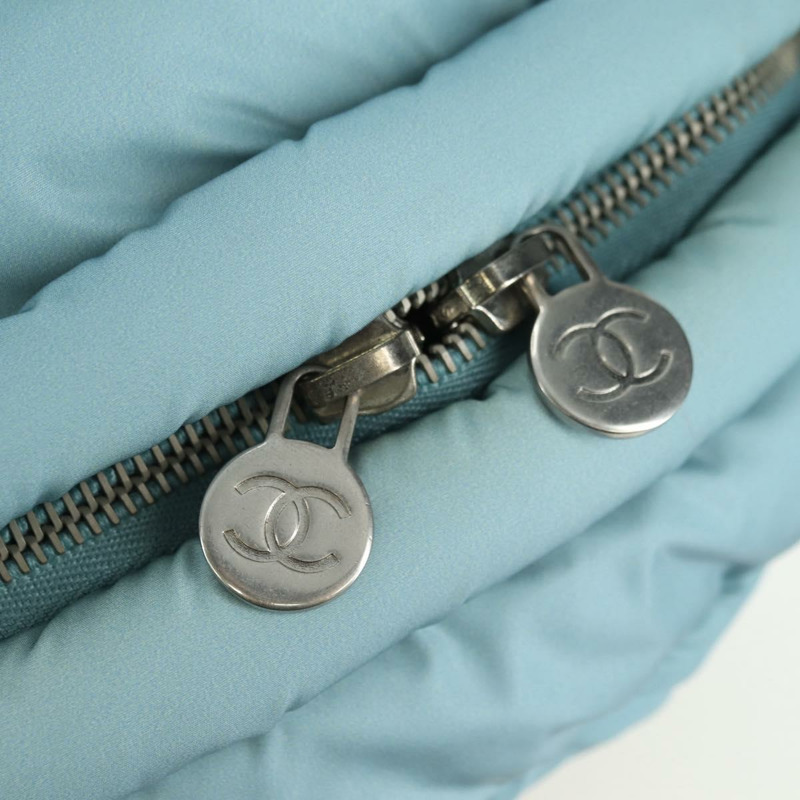 【日本直送】香奈兒 Doudone 雙肩包 尼龍 藍 銀色 CC Auth mr2366SAM-19