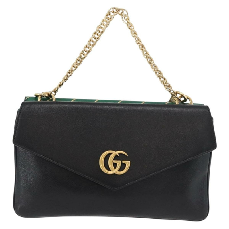 【日本直送】GUCCI 貓咪雙面單肩背包，皮革材質，綠色/金色，貨號 524822，正品 mr2360V-1