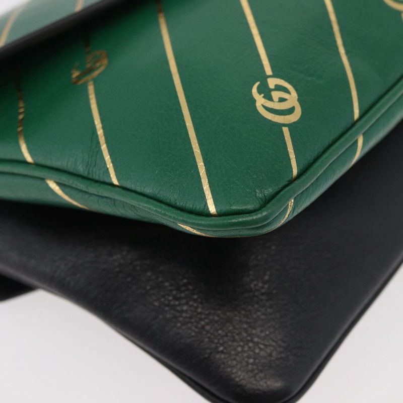 【日本直送】GUCCI 貓咪雙面單肩背包，皮革材質，綠色/金色，貨號 524822，正品 mr2360V-9