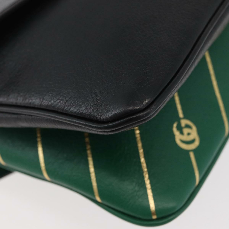 【日本直送】GUCCI 貓咪雙面單肩背包，皮革材質，綠色/金色，貨號 524822，正品 mr2360V-15