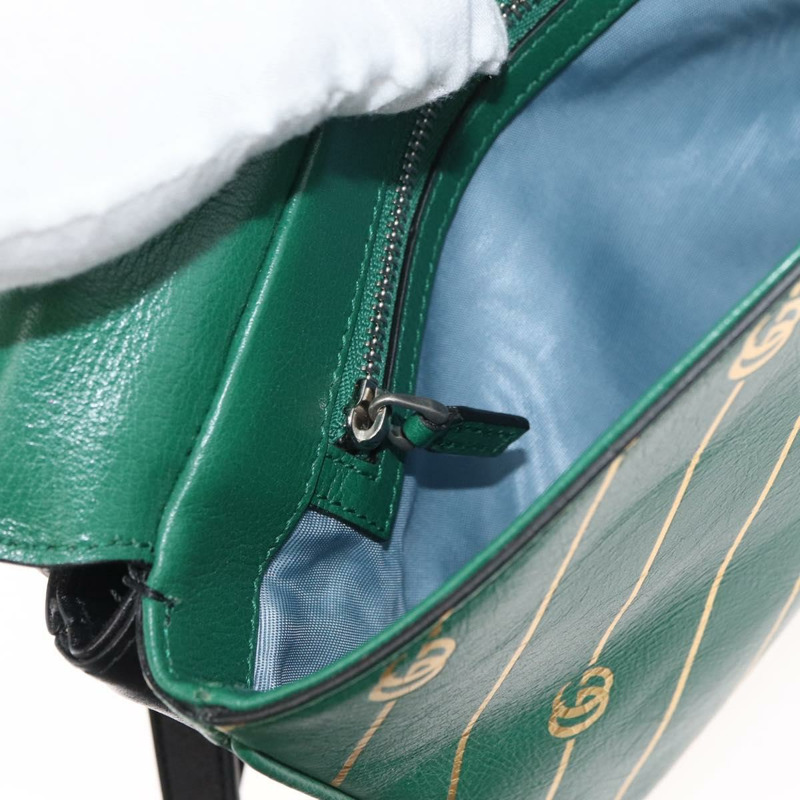【日本直送】GUCCI 貓咪雙面單肩背包，皮革材質，綠色/金色，貨號 524822，正品 mr2360V-25