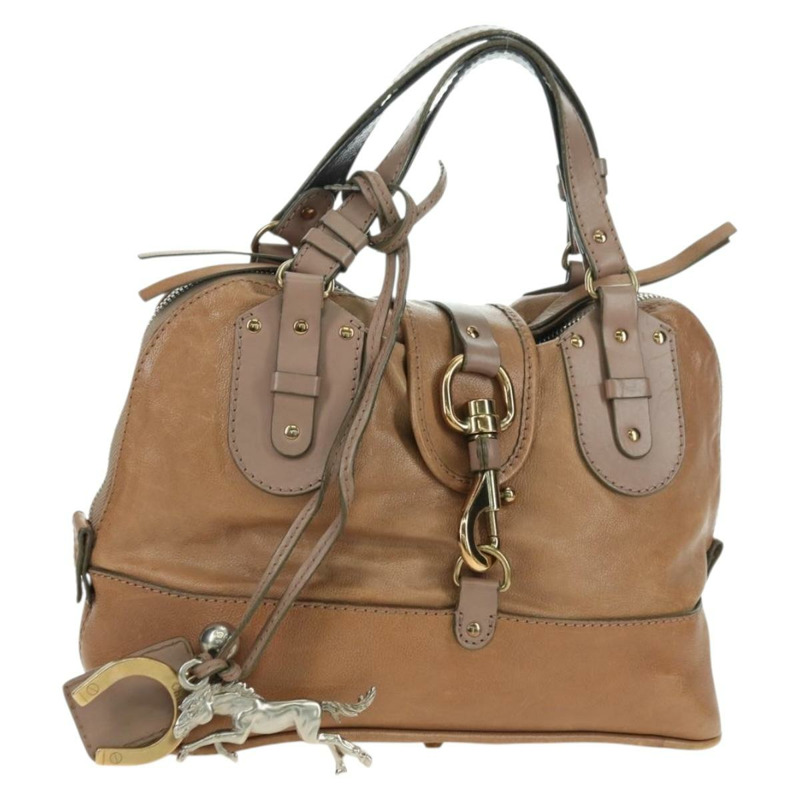 【日本直送】Chloe Kerala 手提包 皮革 棕色 金色 正品 am11396A-0