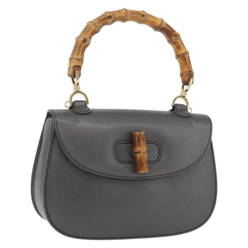 【日本直送】GUCCI 竹節手提包 皮革 灰色 金色 000 926 0633 正品 176376A-0