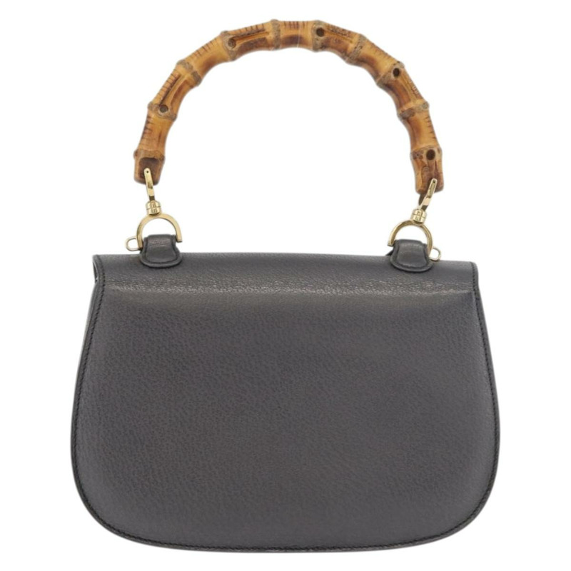 【日本直送】GUCCI 竹節手提包 皮革 灰色 金色 000 926 0633 正品 176376A-1